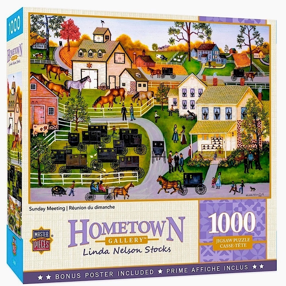 Hometown Amish Village Puzzle Folk Art Masterpieces 26.75 x 19.25 in New Sealed